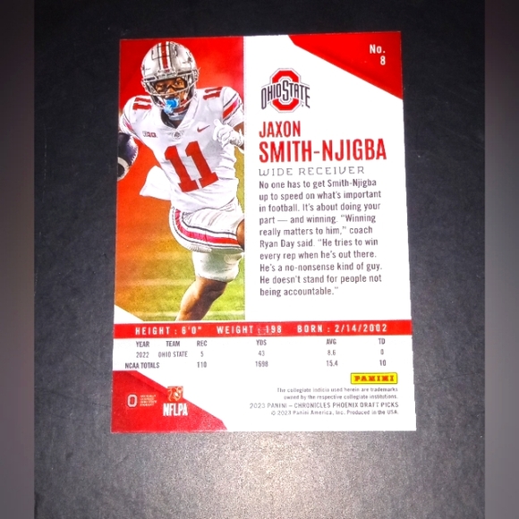 Jaxon Smith-Njigba Panini Chronicles Phoenix Draft Picks 2023 #8 - Picture 2 of 2